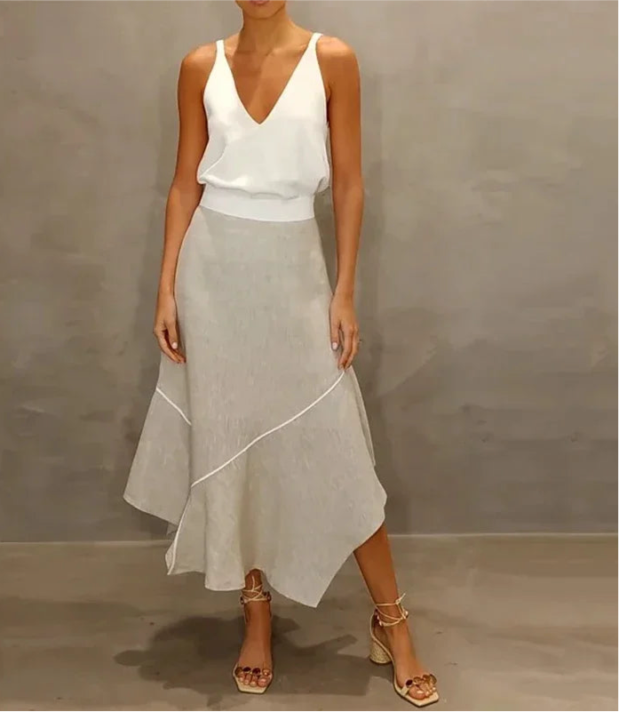 Two Piece Casual V-Neck Skirt Set
