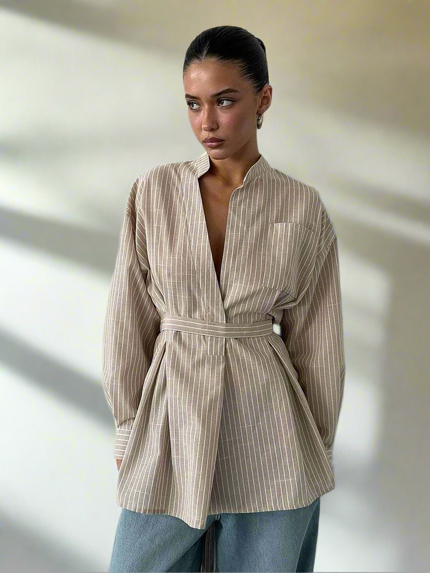 Vintage Loose Stripe Women Shirts