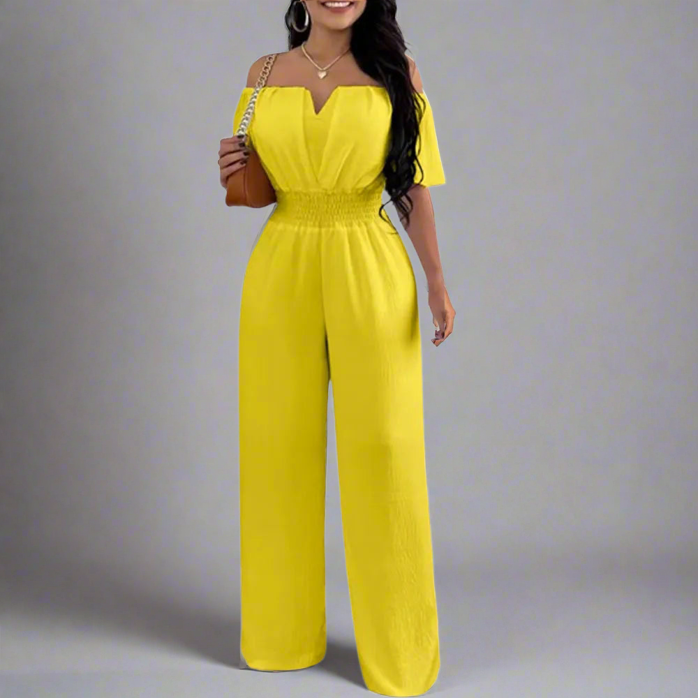 Women Print Jumpsuit Off Shoulder