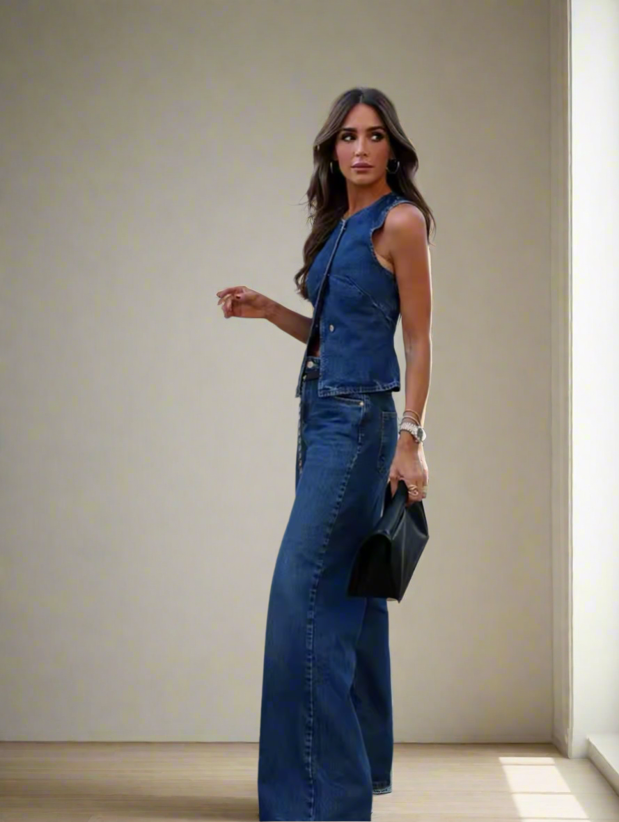 Women Fashion Denim Set Solid