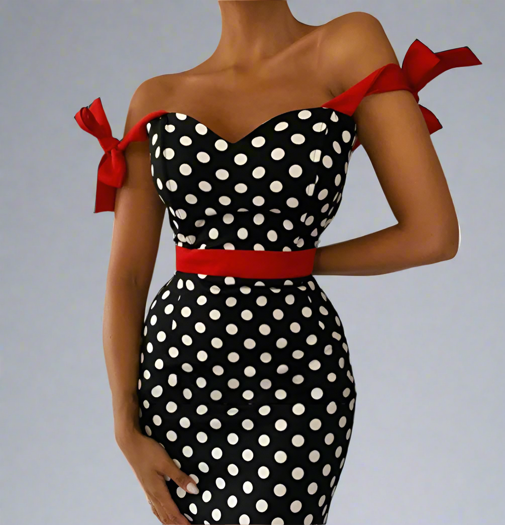 Casual Sleeveless Polka Dot Long Dress