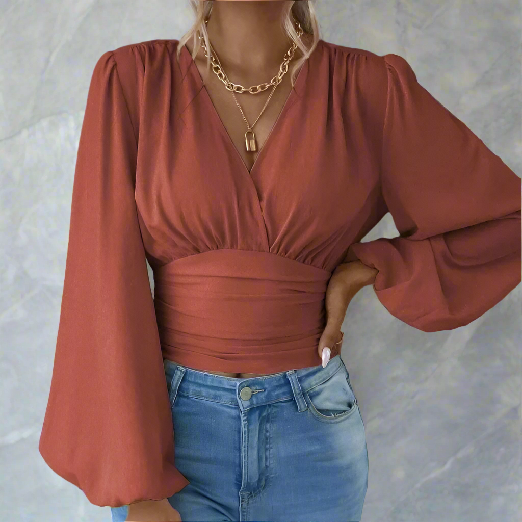 Women Elastic Narrow Waist Shirt