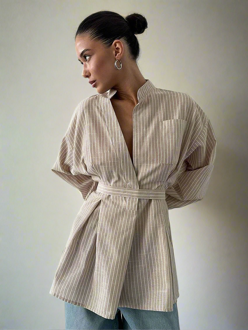 Vintage Loose Stripe Women Shirts
