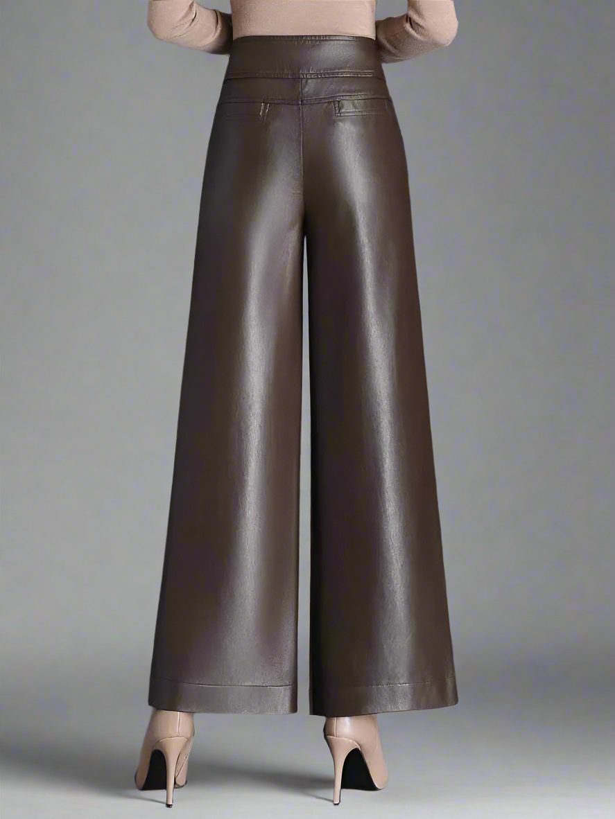 Faux Leather Wide Leg Pants