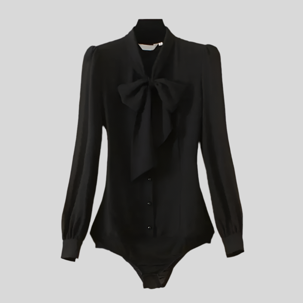 Women Bow Tie  Long Sleeved Bodysuit