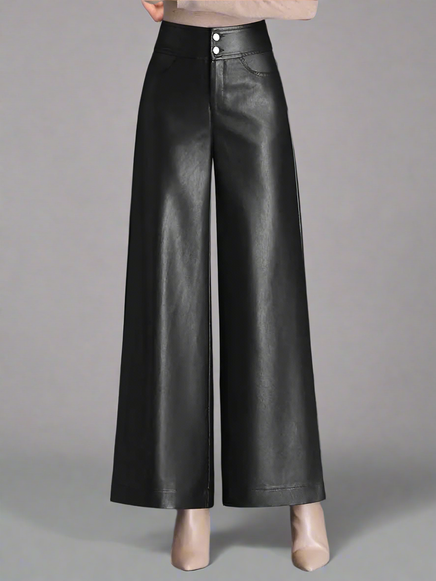 Faux Leather Wide Leg Pants