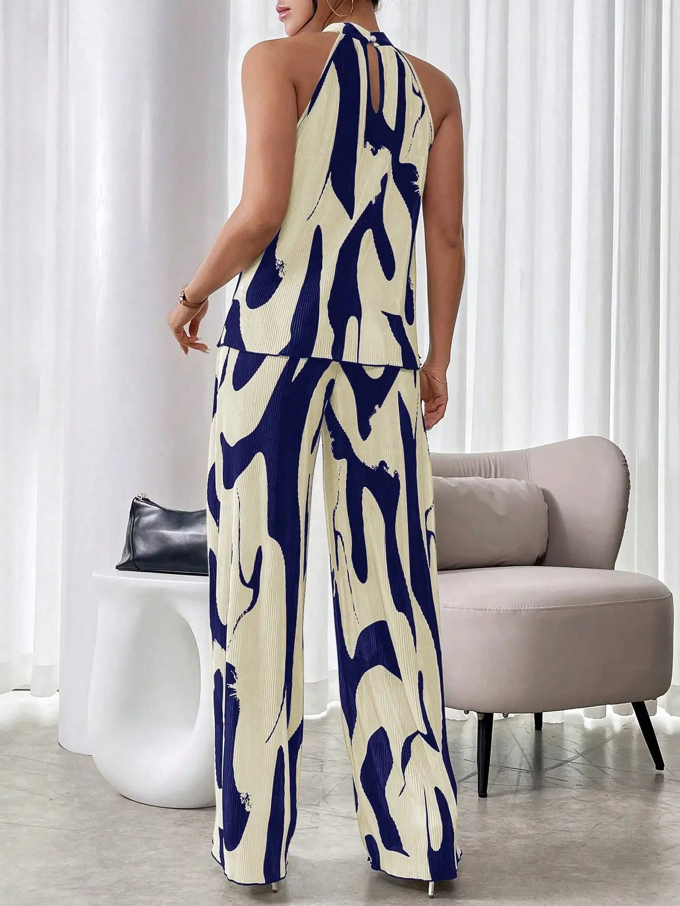 Women's Two Piece Flare Leg Pants Set