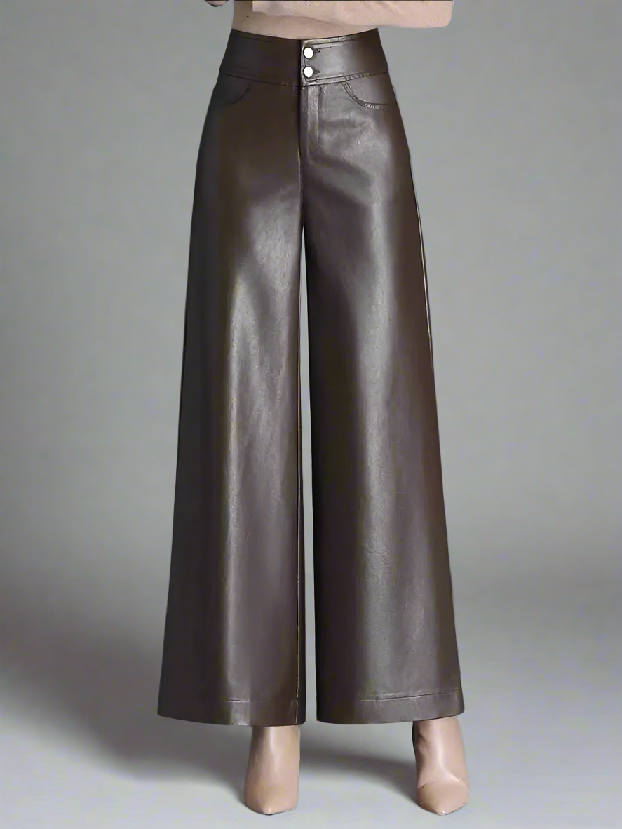 Faux Leather Wide Leg Pants