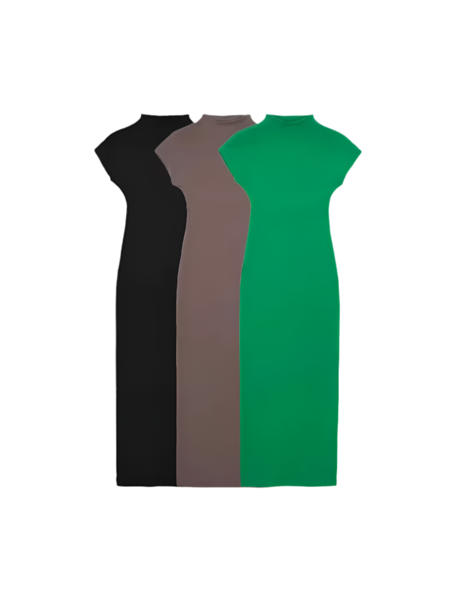 Fitted Short Sleeve Midi Dress