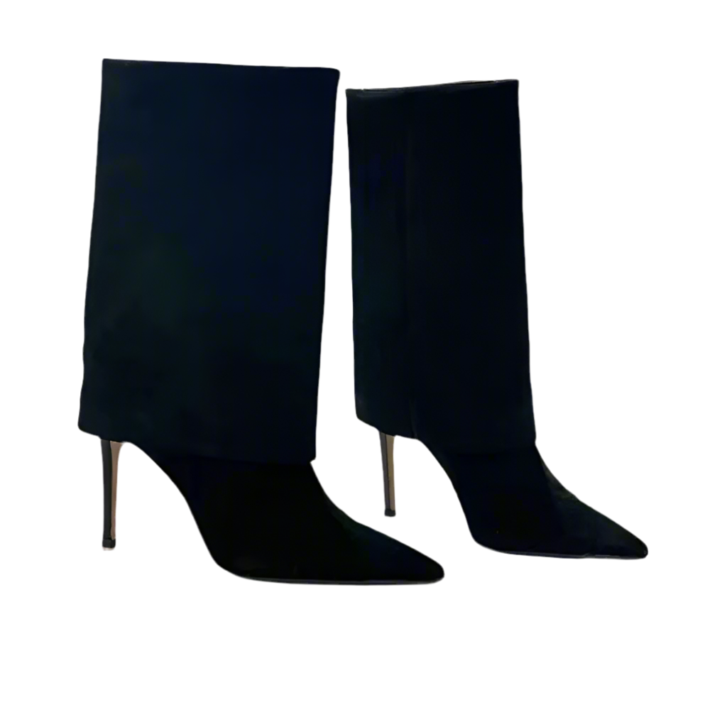 European Slim Heel Mid Rise Pointed Toe Boots