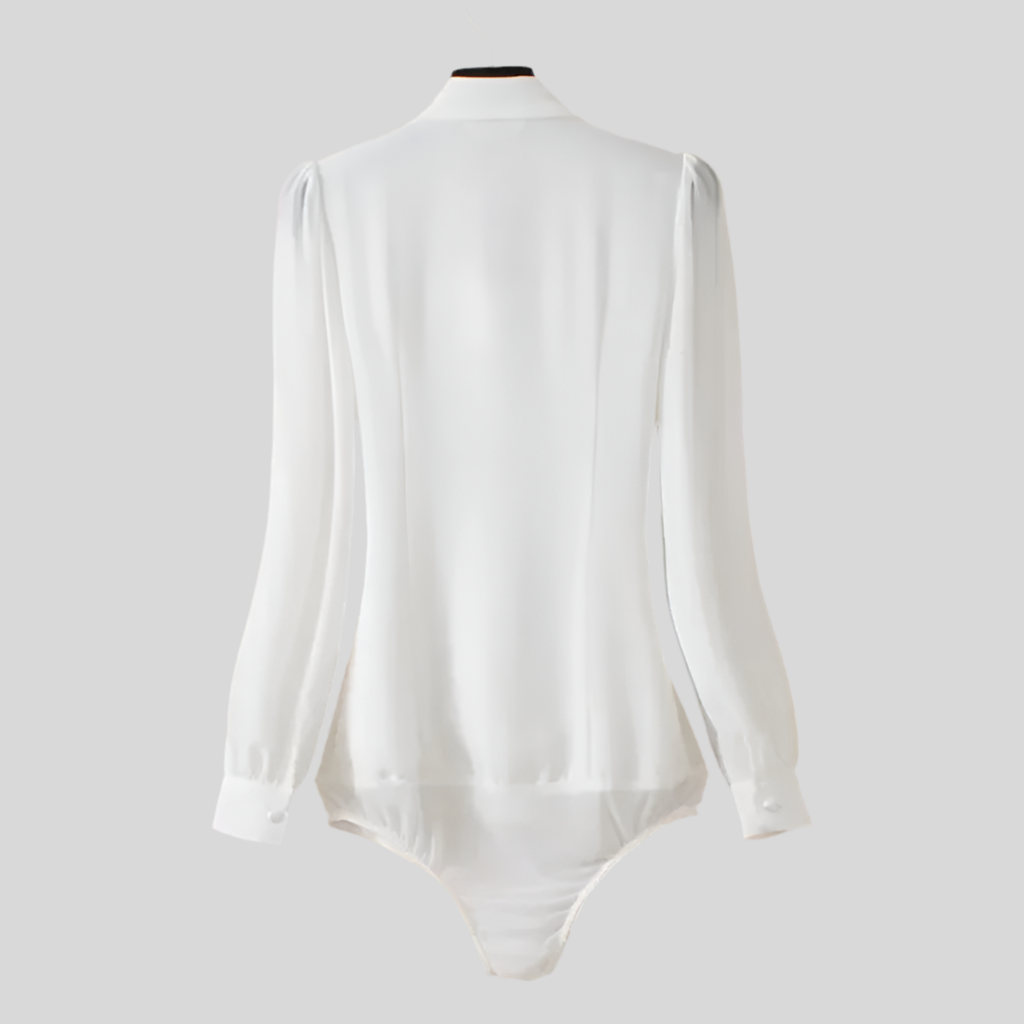 Women Bow Tie  Long Sleeved Bodysuit