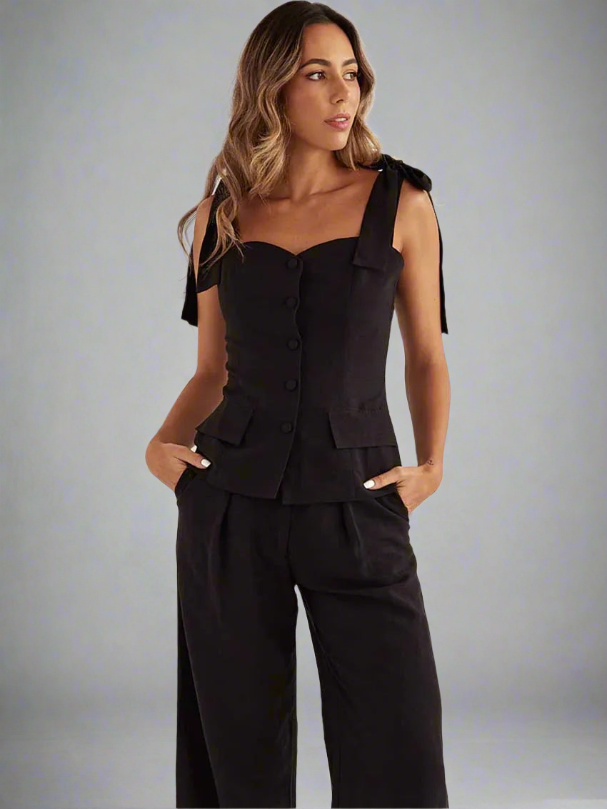 Black Cotton Woman 2 Piece Set