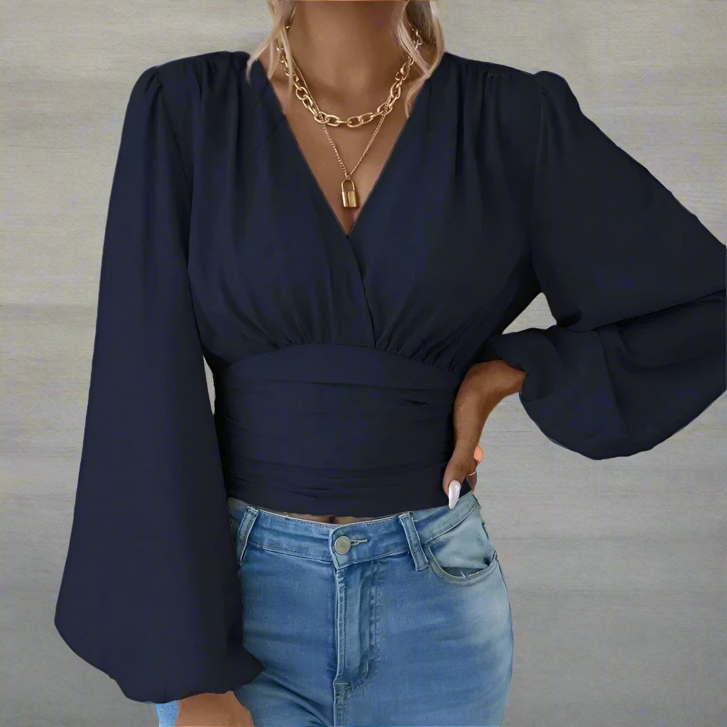Women Elastic Narrow Waist Shirt