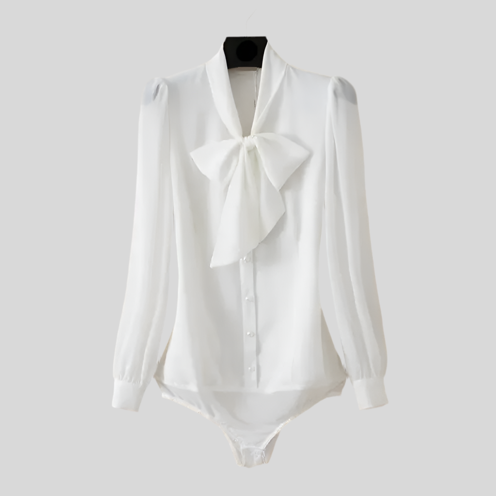 Women Bow Tie  Long Sleeved Bodysuit