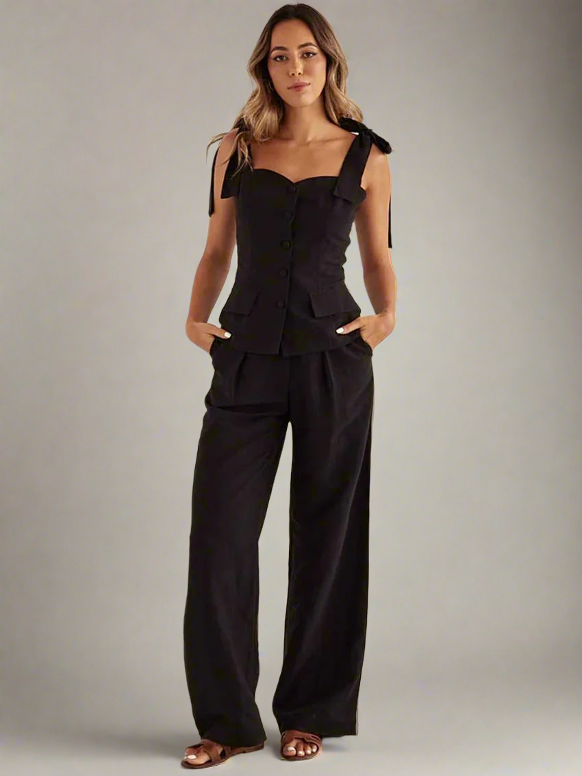 Black Cotton Woman 2 Piece Set