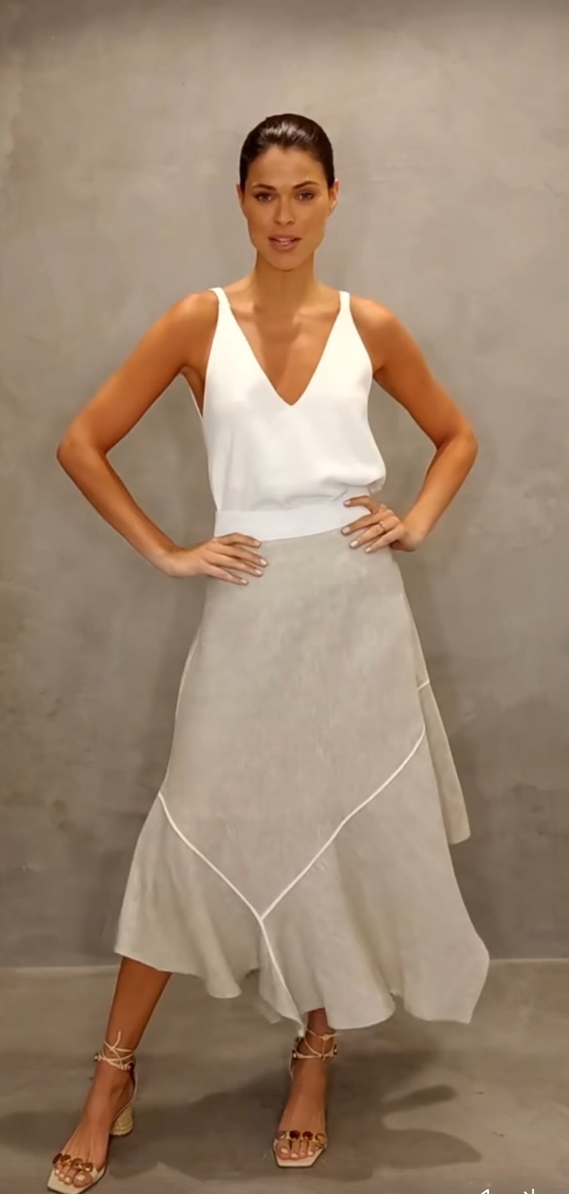Two Piece Casual V-Neck Skirt Set