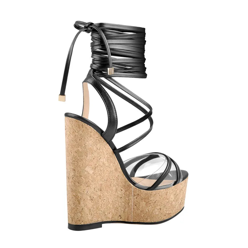 Lace Up Wedge Platform Sandals