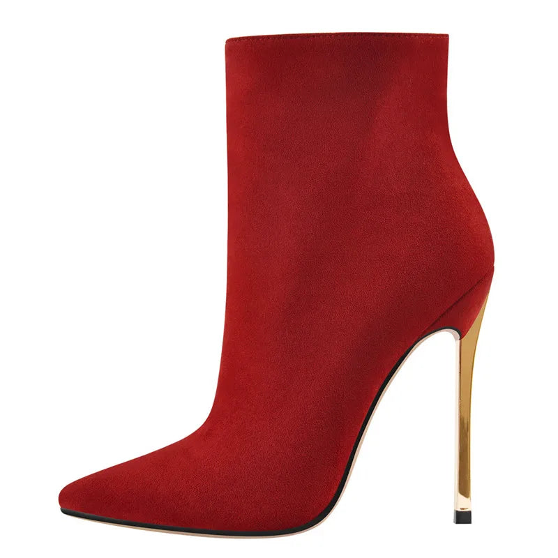 Pointed Toe Ankle Boots with Metal High Heel
