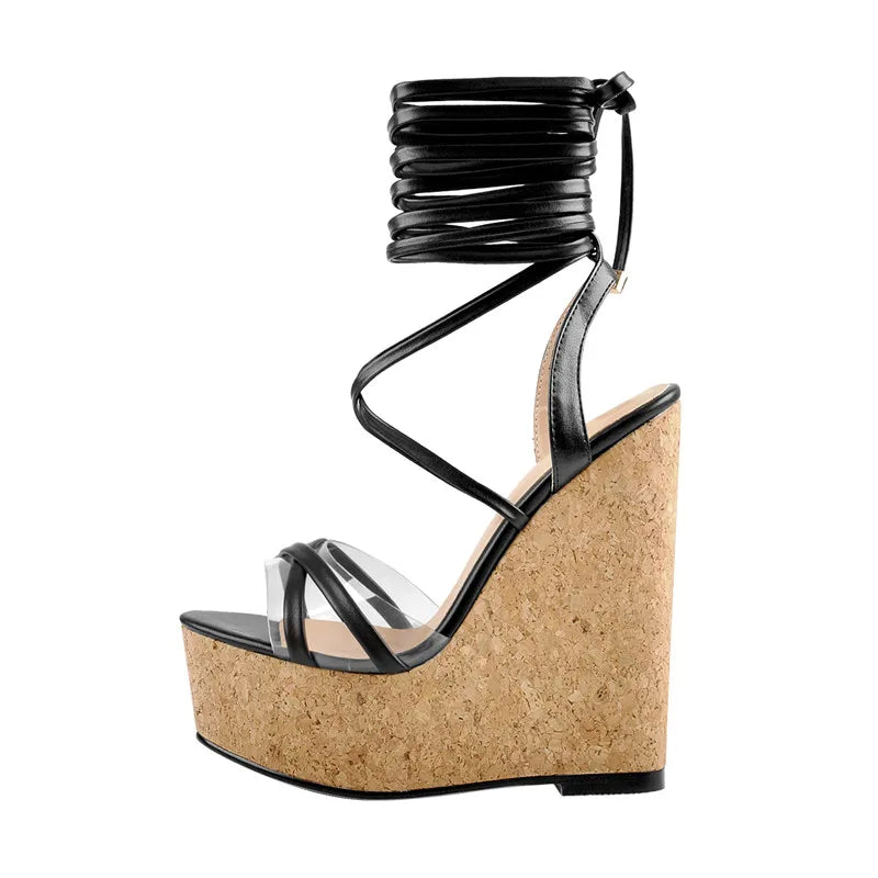 Lace Up Wedge Platform Sandals
