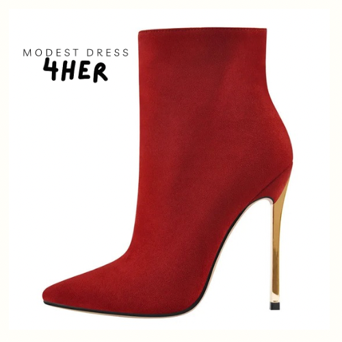Pointed Toe Ankle Boots with Metal High Heel