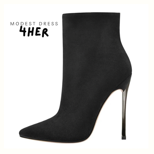 Pointed Toe Ankle Boots with Metal High Heel
