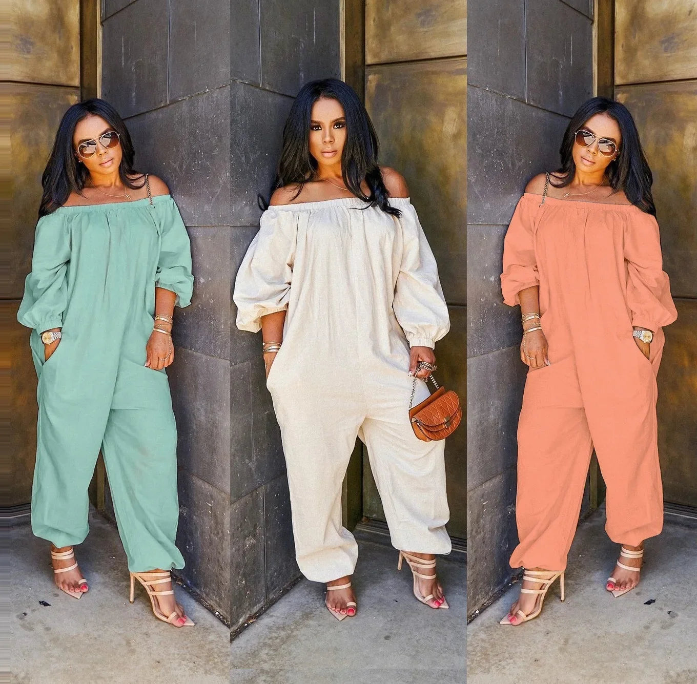 Solid Off Shoulder Jumpsuit