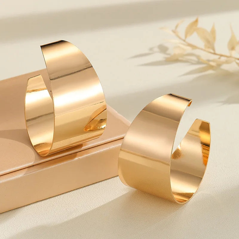 Chic Hollow Gold Color Hoop Earrings