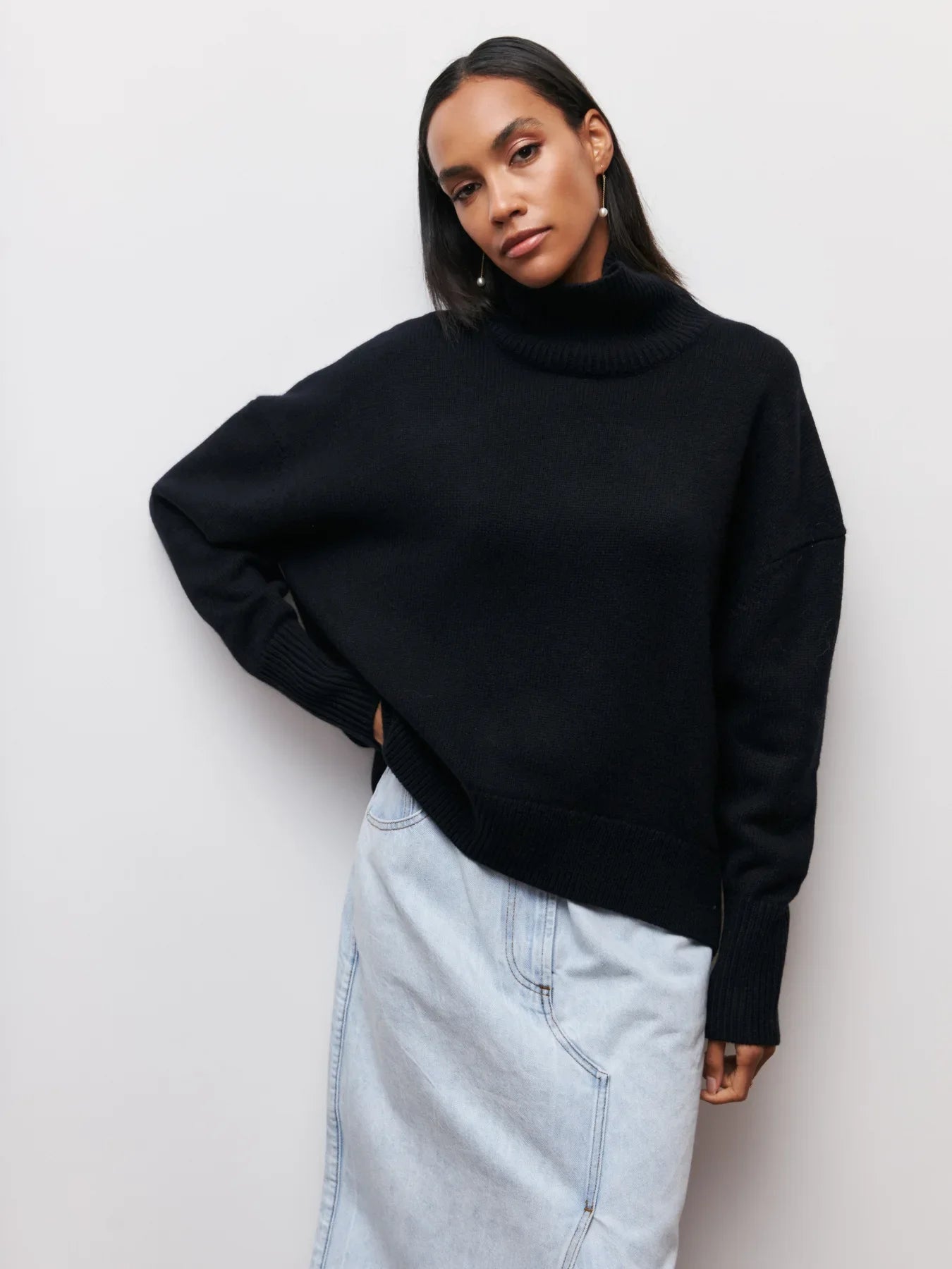 Light Turtleneck Knit Sweater