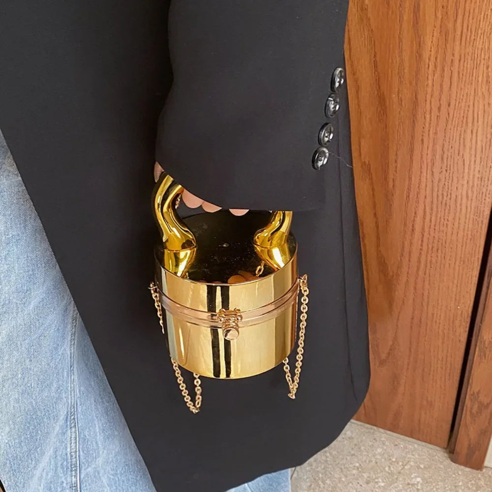 Silver and Gold Box Handbag