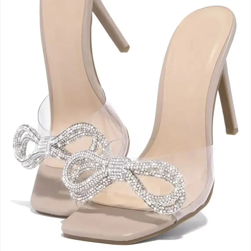 Rhinestone Bow Tie Slippers