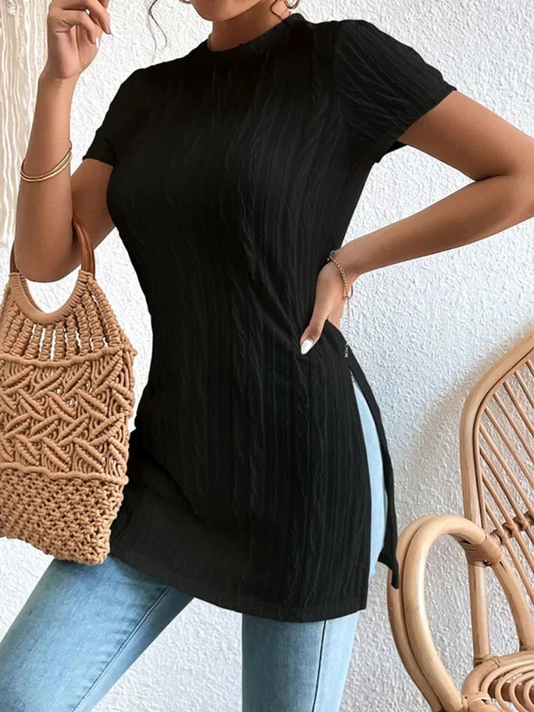 Solid Color Pleated Top