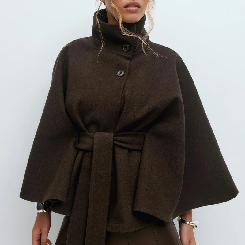 Chic Belted Cape Jacket