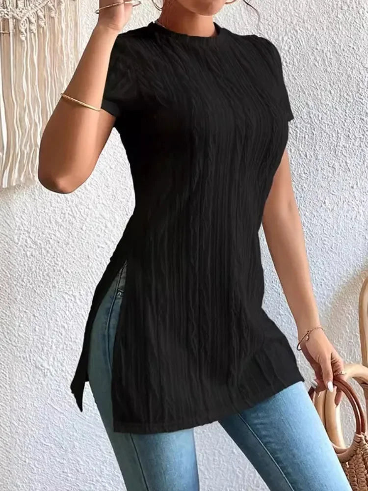Solid Color Pleated Top