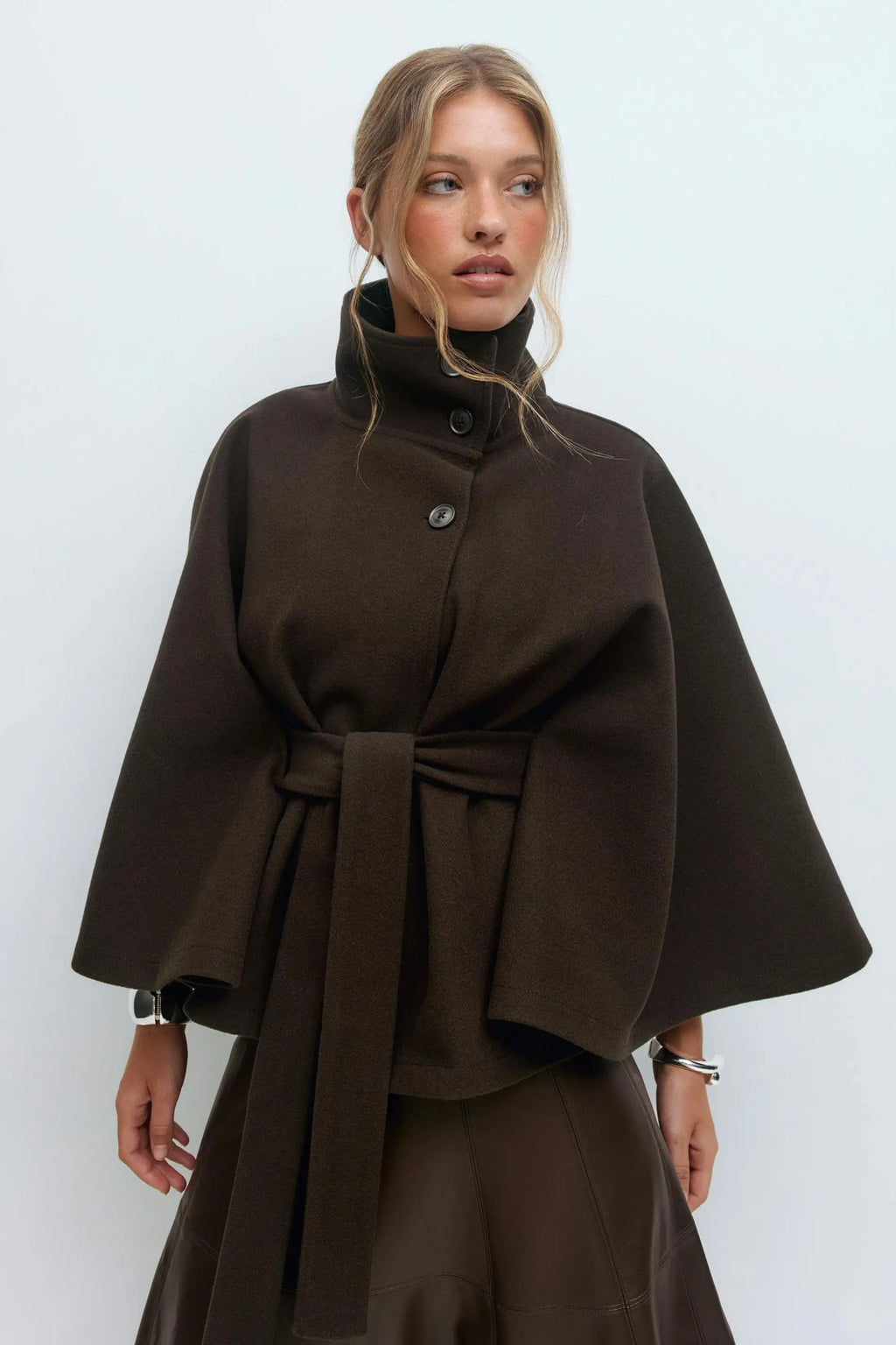 Chic Belted Cape Jacket