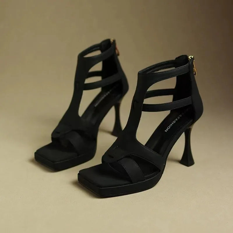 Summer High Heels Square Toe Sandals