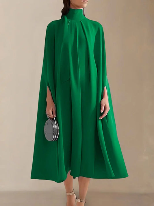 Evening Midi Dress Flare Sleeve