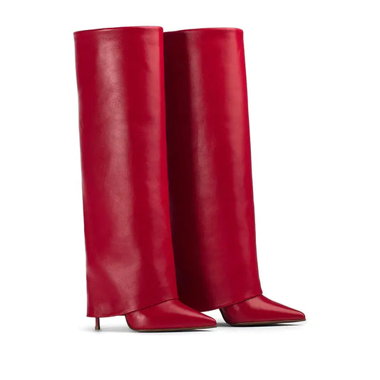 New European Red Leather Boots