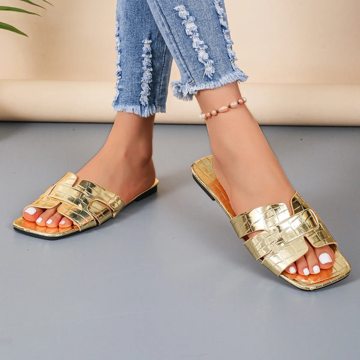 Gold Open Heeled Sandals for Women