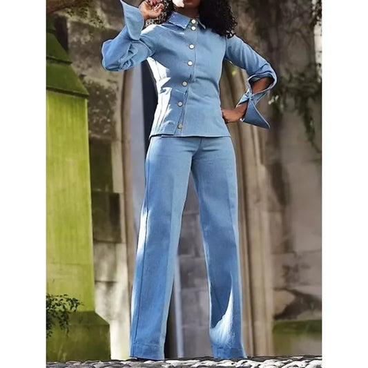 Denim Blue Pant Suit