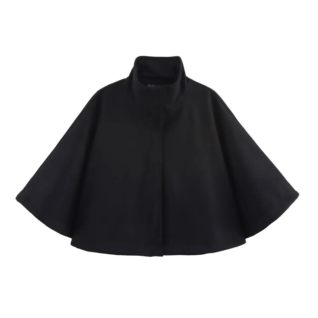 Black Suede Cape Coat