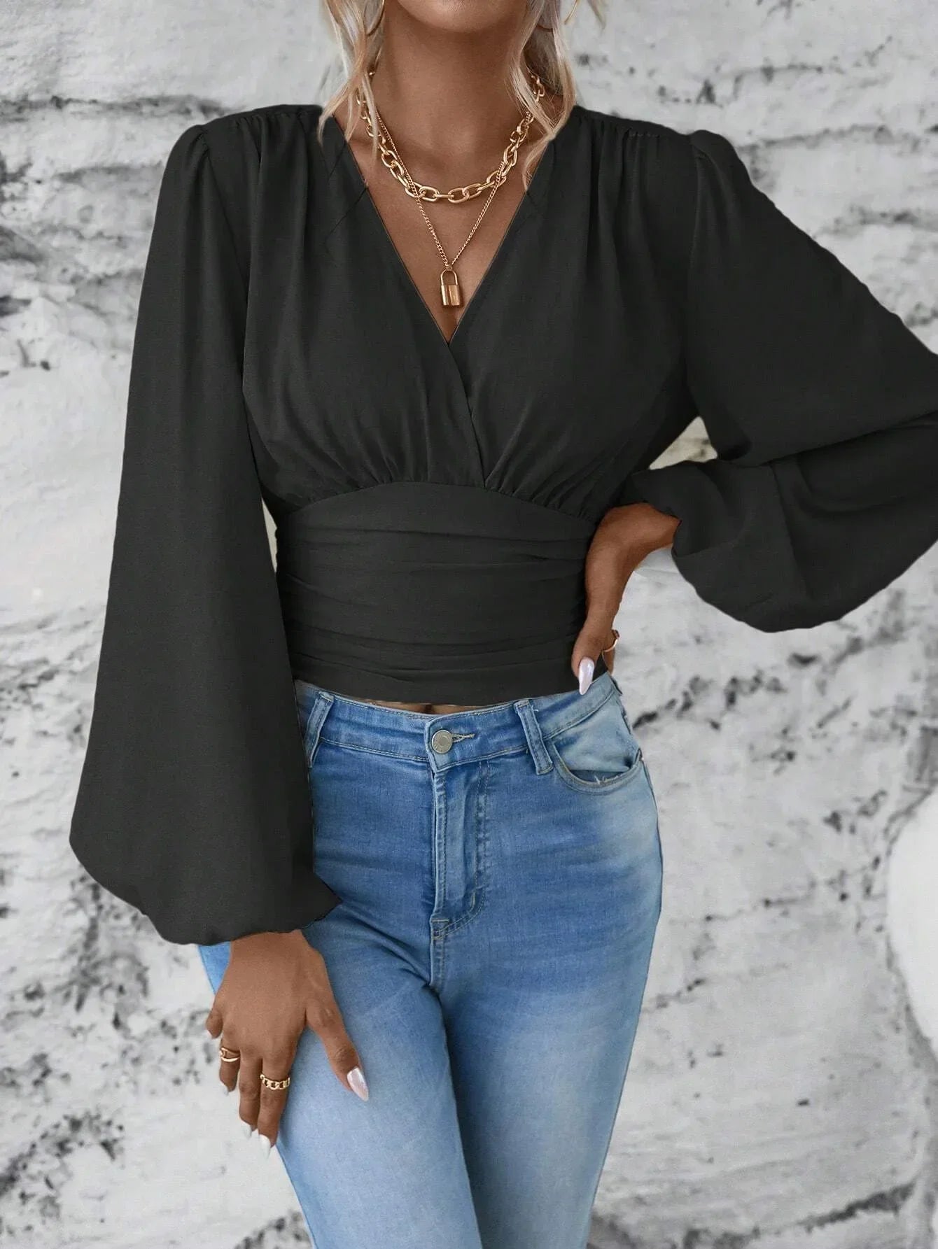 Women Elastic Narrow Waist Shirt