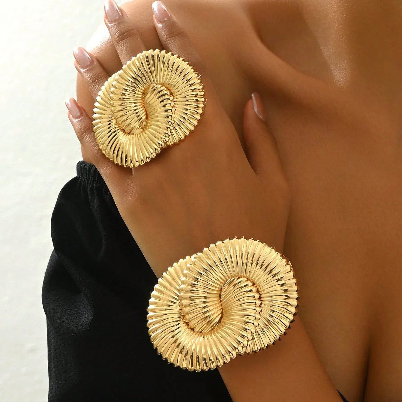 Gold Duo  Iron Bracelet and Ring, Combo