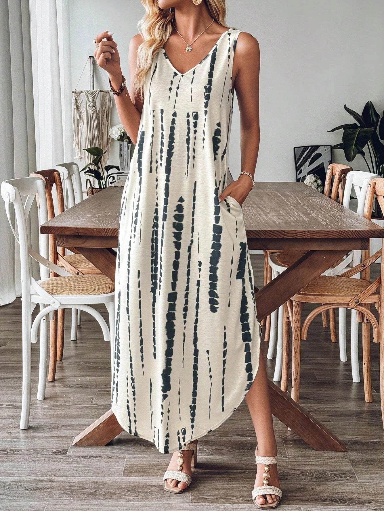 Sleeveless Casual Print Dress