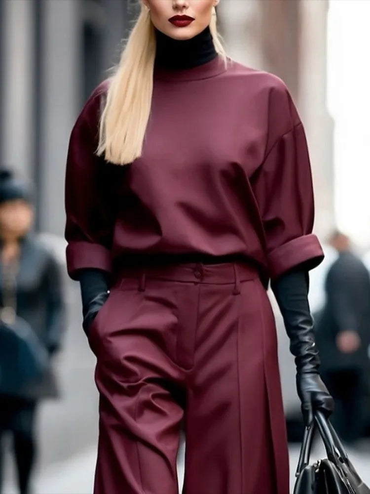 Burgundy Round Neck Half Sleeve Top
