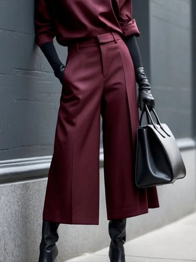 Wide Leg High Waist Pleated Trousers
