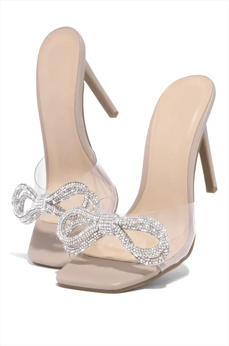 Rhinestone Bow Tie Slippers