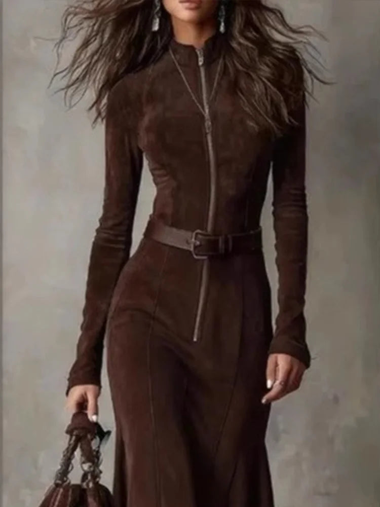 Belted Long Maxi Dress