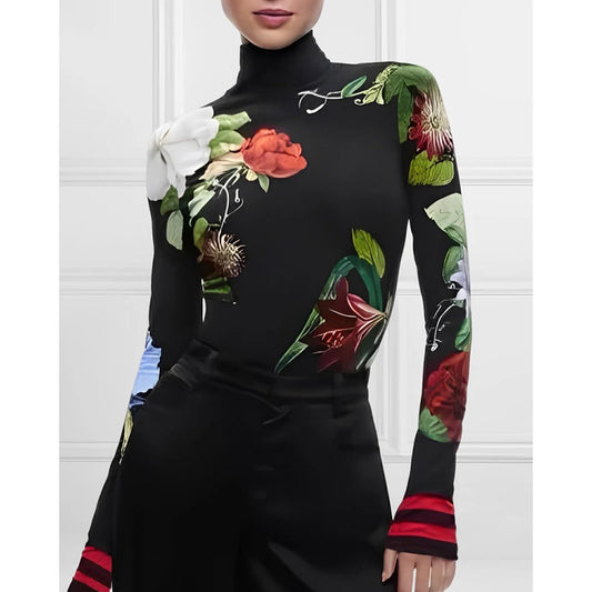 Floral Printed High Neck Top