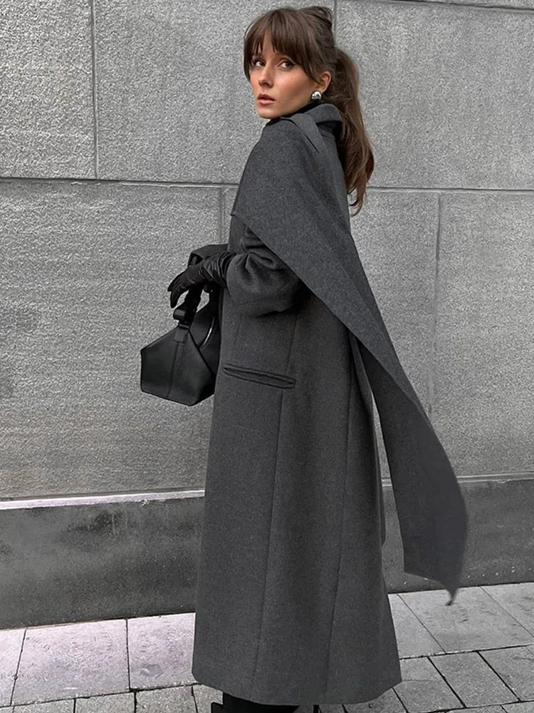 Oversized Scarf Collar Overcoat