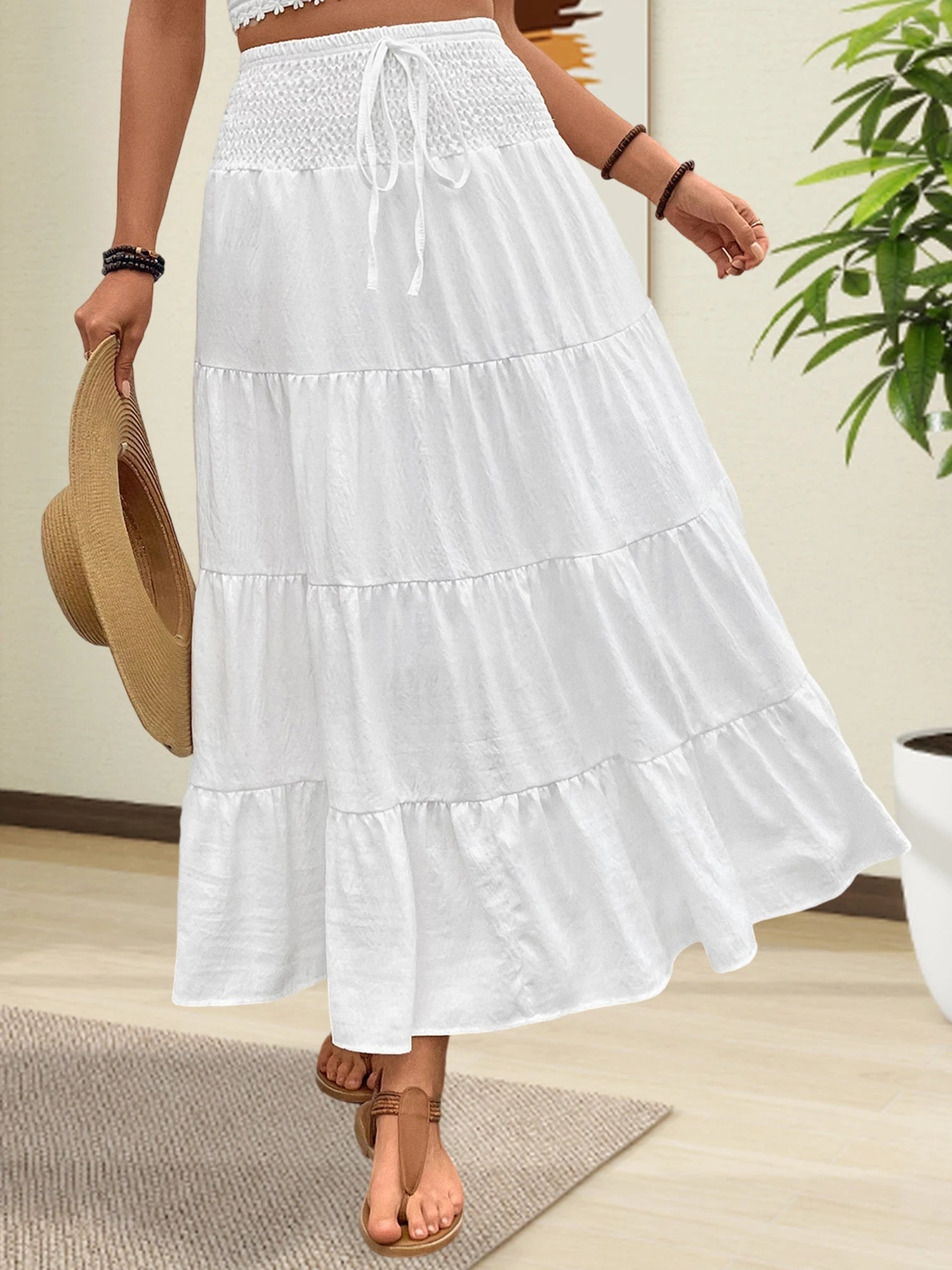 Ladies High-Waisted Skirt with Bohemian Flair
